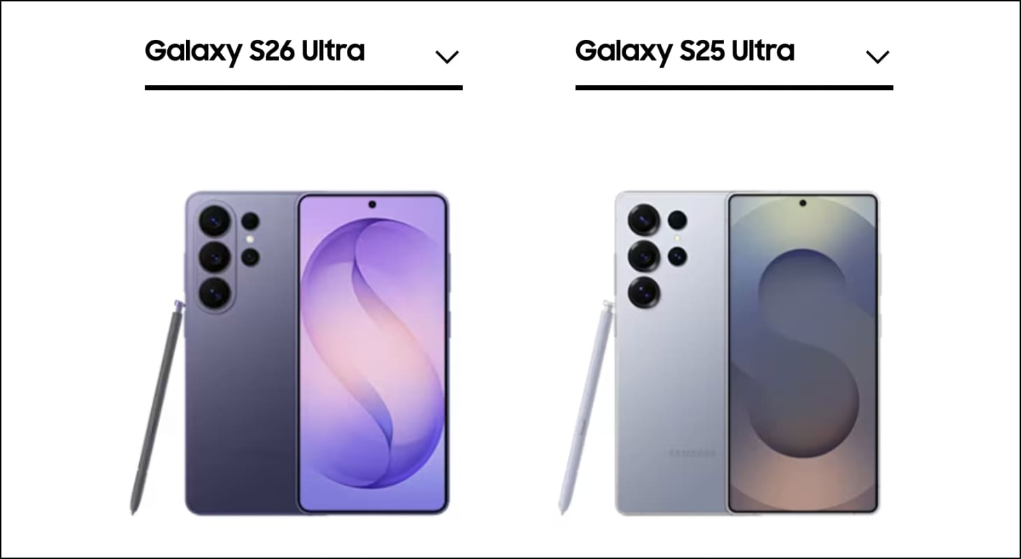 So S&aacute;nh chi tiết Samsung Galaxy S26 Ultra V&agrave; Galaxy S25 Ultra