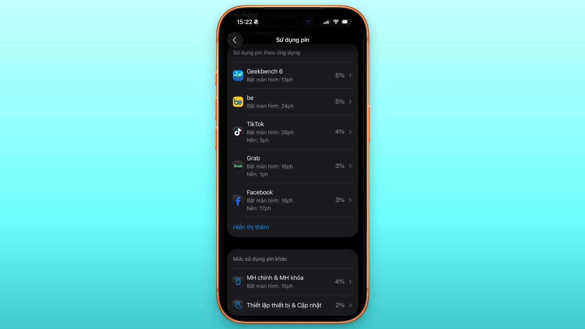Thời lượng PIN trên iOS 26.1