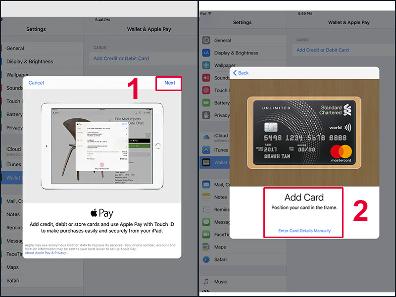 Thiết lập Apple Pay trên iPad